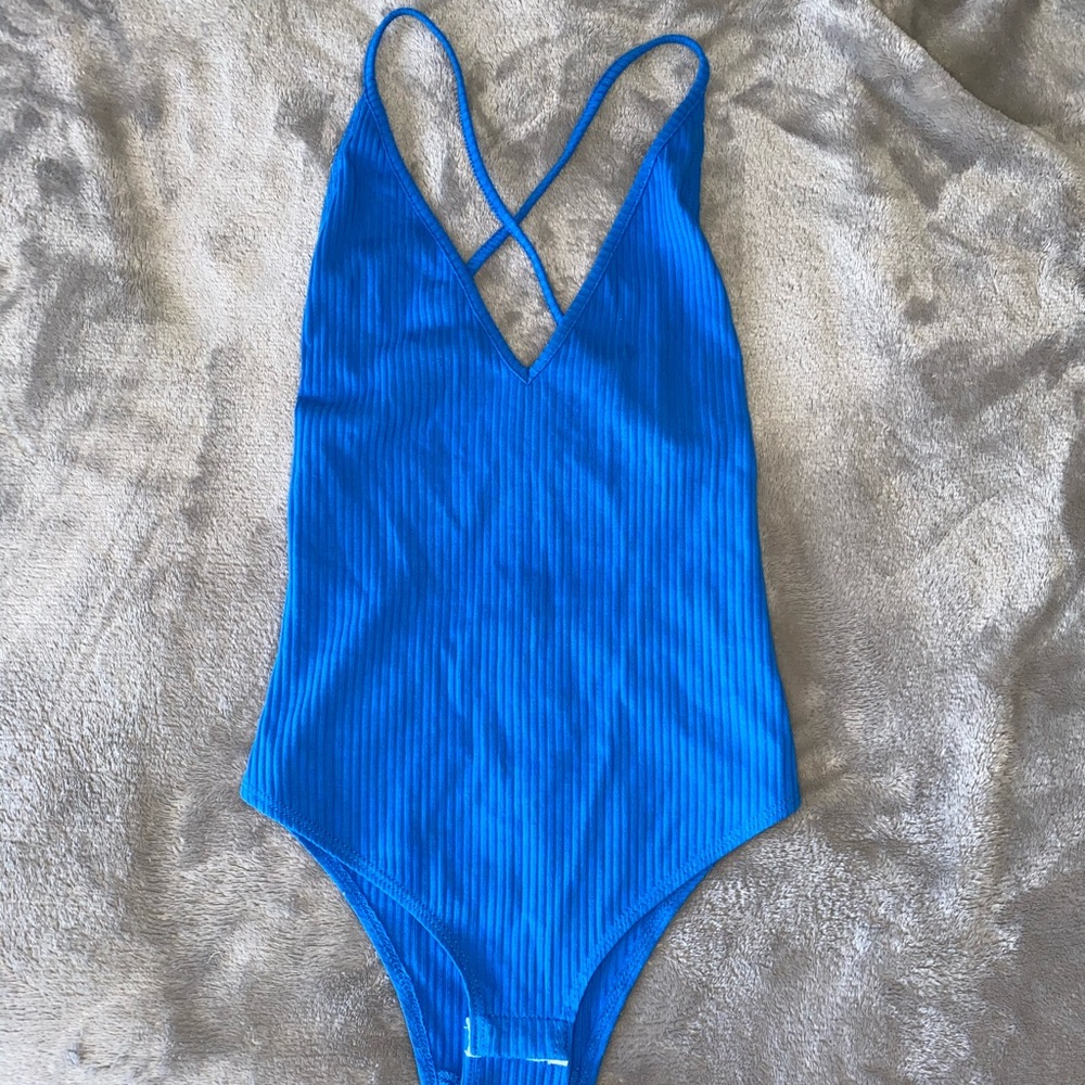 ribbed open back bodysuit